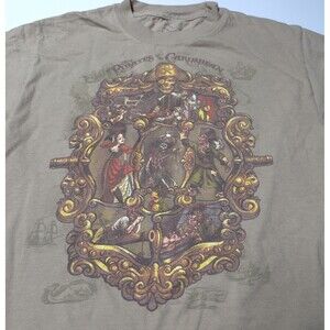 Disney Parks Pirates of the Caribbean Shirt Small Tan Souvenir Merch Disneyland